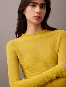 Textured Knit Long Sleeve Top, Warm Olive, hi-res