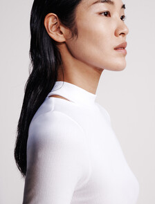 Cut Out Slim Crewneck T-Shirt, Brilliant White, hi-res