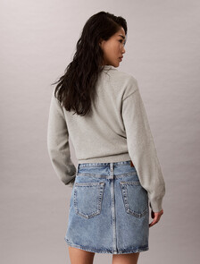 Button Up Denim Mini Skirt, TATTERED LAPIS, hi-res