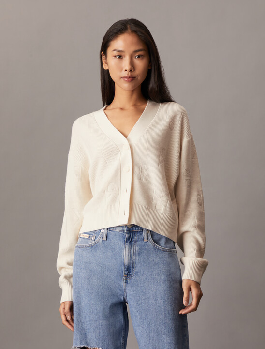 Monogram Intarsia Knit Cardigan