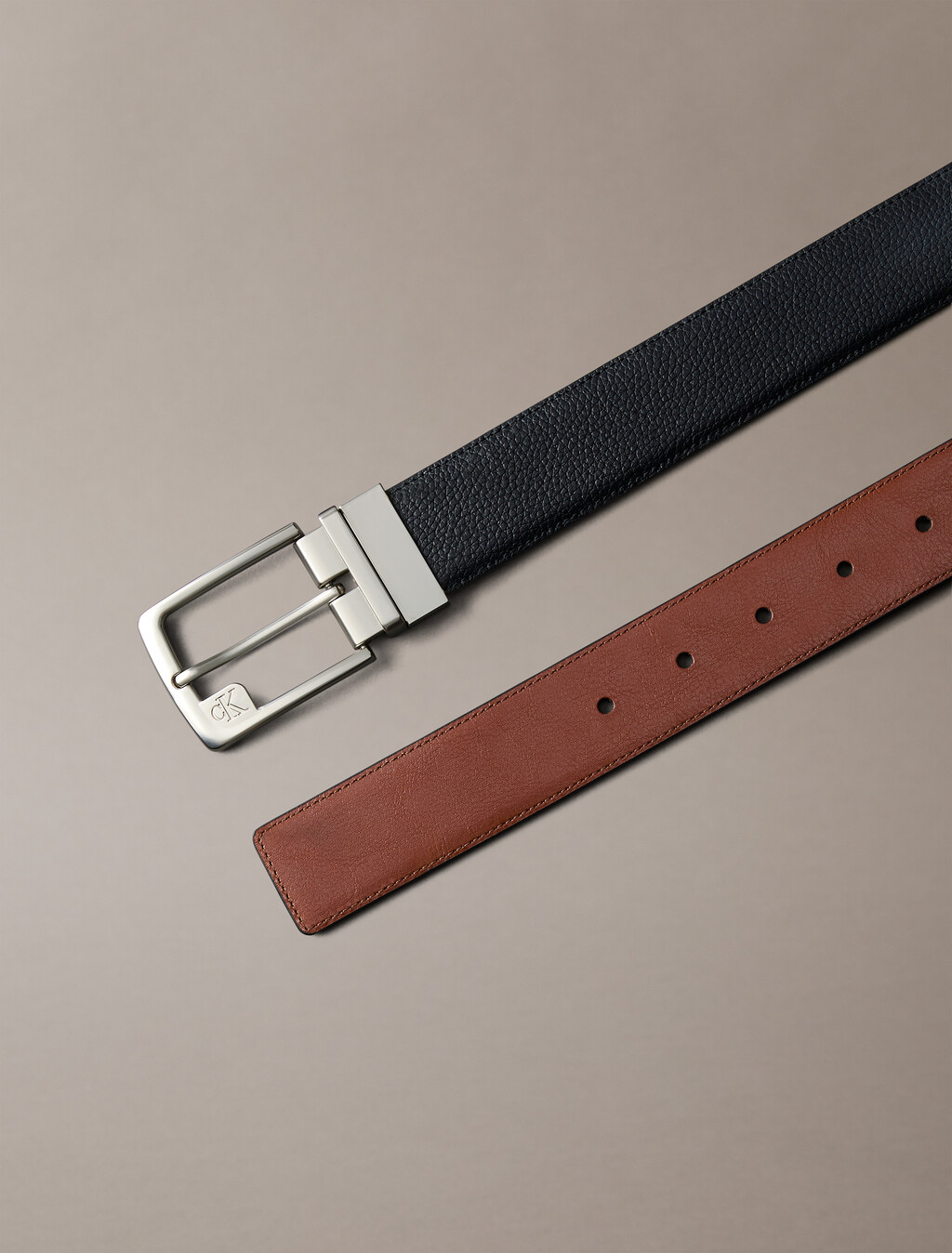 Monogram Frame Buckle Reversible Belt, Black / CK Cognac / Pewter, hi-res