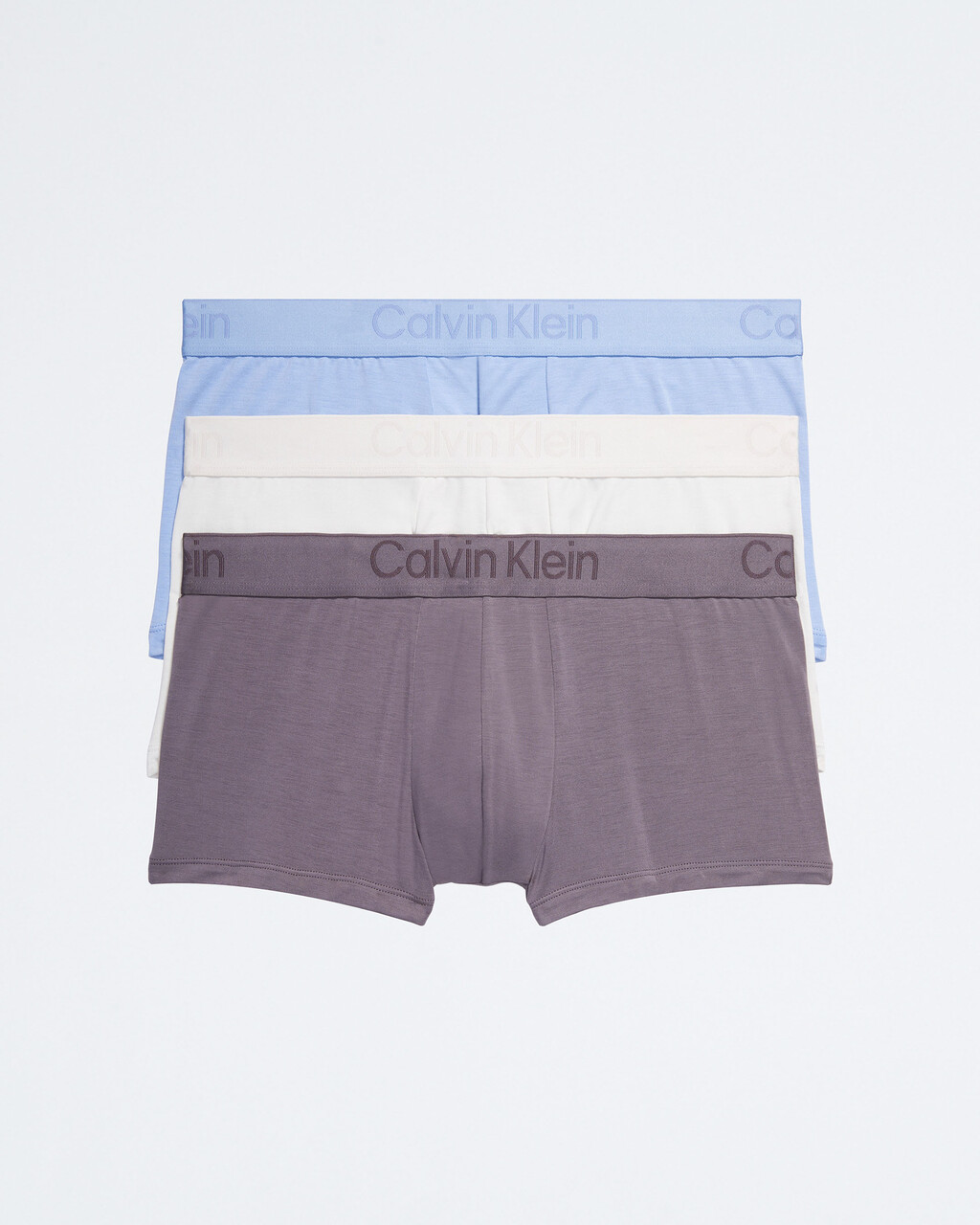 CK Black 3 Pack Low Rise Trunks, Bel Air Blue/Vaporous Gray/Rabbit, hi-res