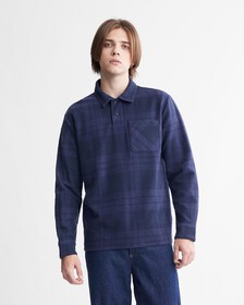 Plaid Long Sleeve Shacket, Dark Sapphire, hi-res