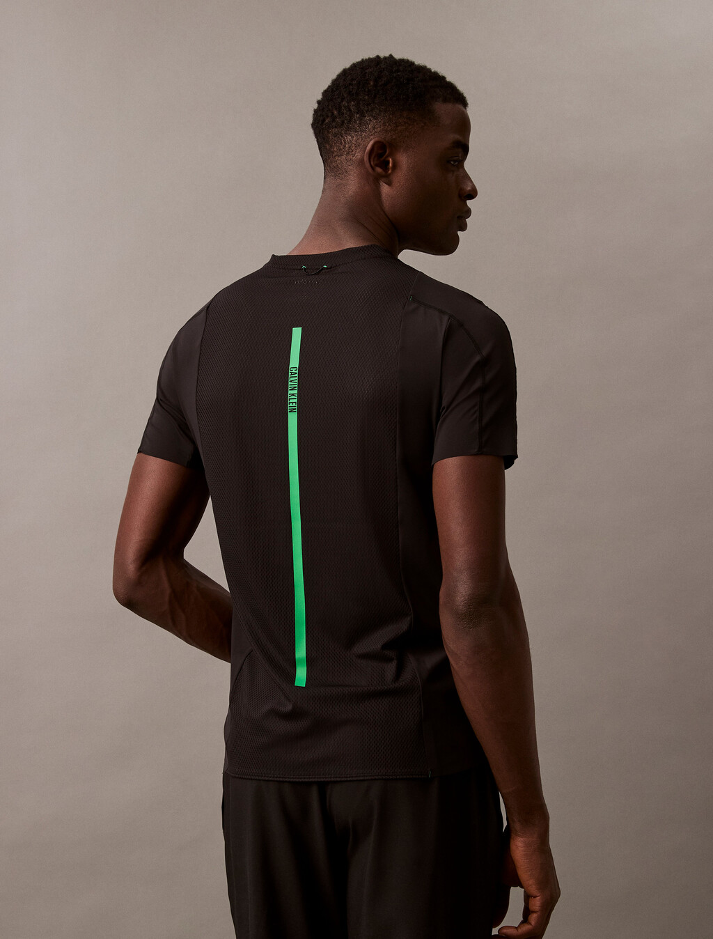 Intense Power Gym T-Shirt, BLACK W/ BLOSSOM GREEN LOGO, hi-res