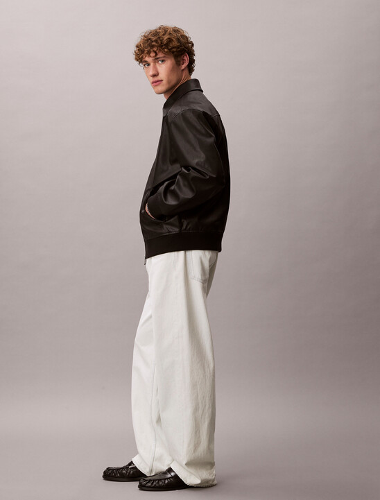 Faux Leather Bomber Jacket