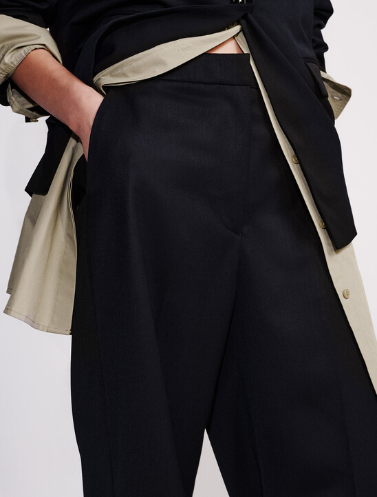 Wool Blend Tailored Pants