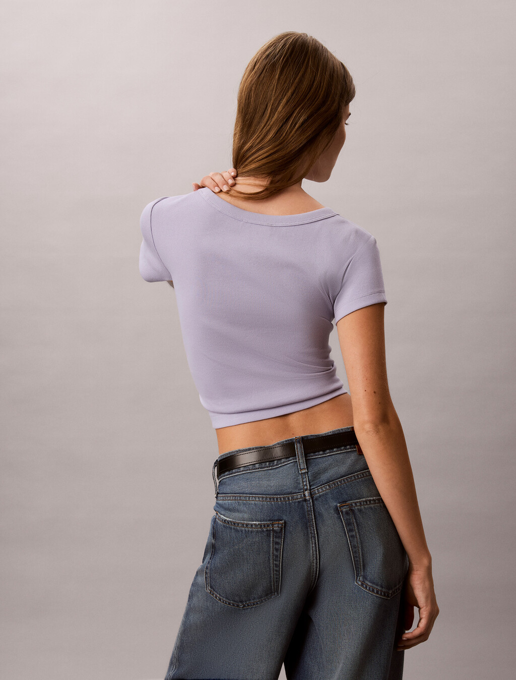 Cotton Stretch Rib Baby Tee, Cosmic Sky, hi-res