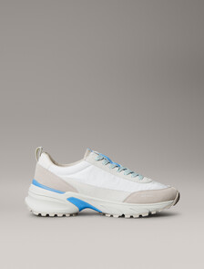 Suede and Emblem Logo Nylon Trainers, Bright White/Bonnie Blue, hi-res