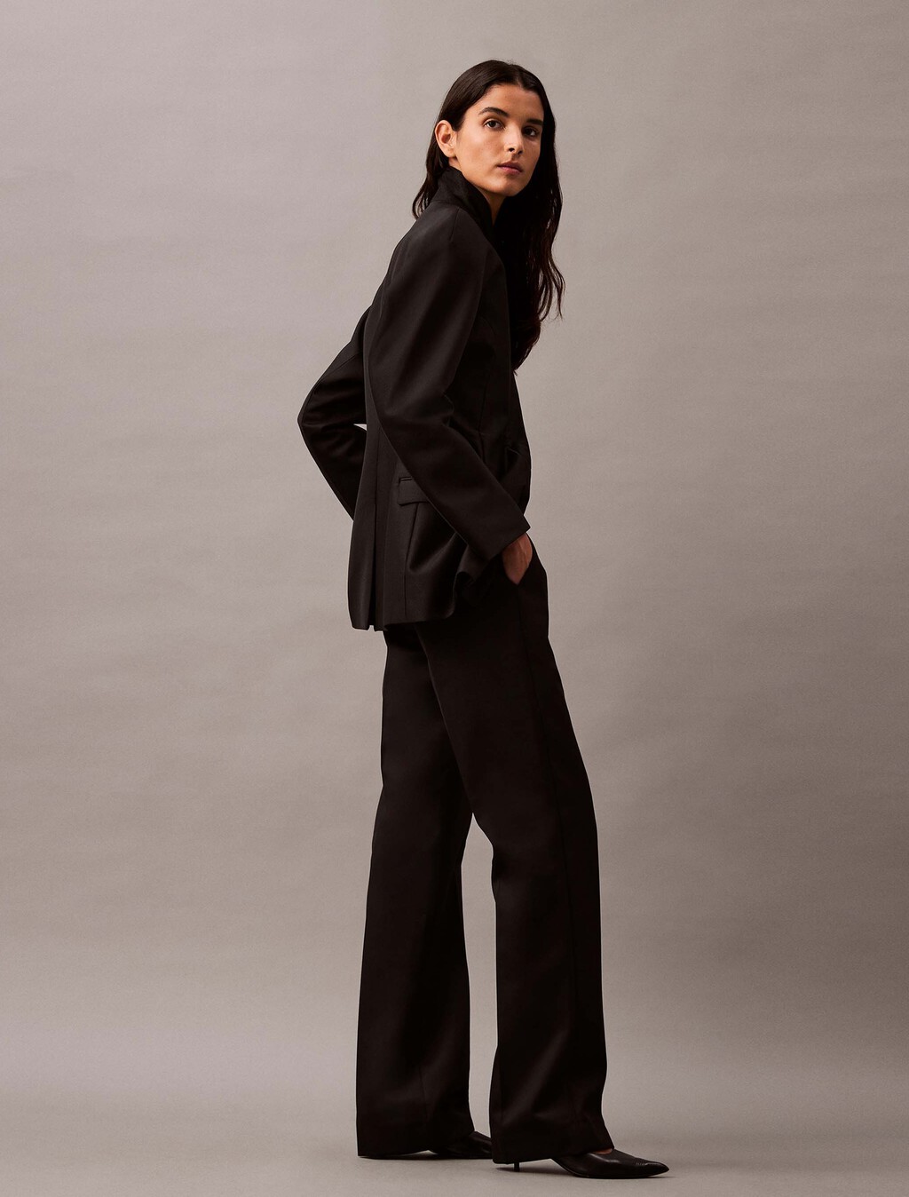 Cavalry Twill Low Rise Tailored Trousers, Black Beauty, hi-res