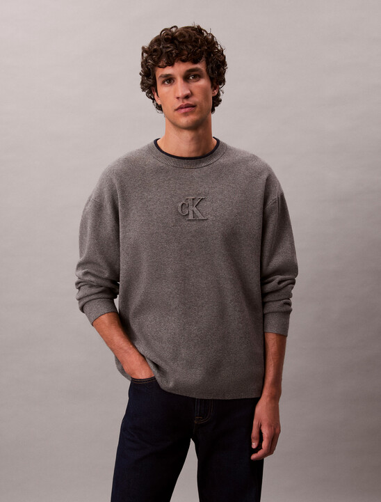 Embossed Monogram Logo Relaxed Sweater