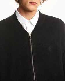 TWO TONE MONOGRAM ZIP UP SWEATER, Ck Black, hi-res
