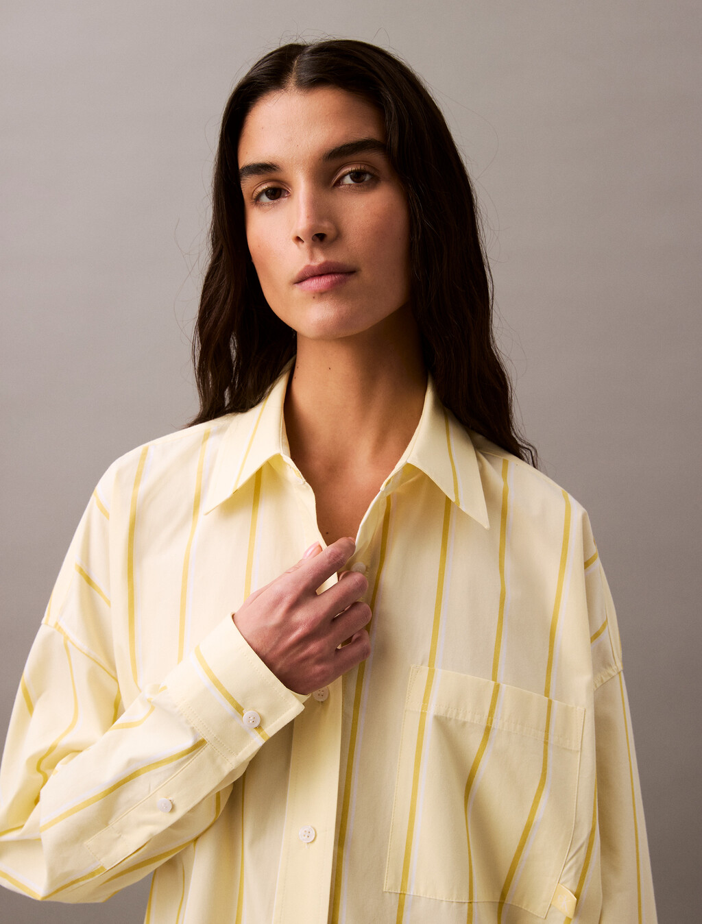 Relaxed Striped Cotton Shirt Dress, 18815 CSW25S_W013+Morning Light, hi-res