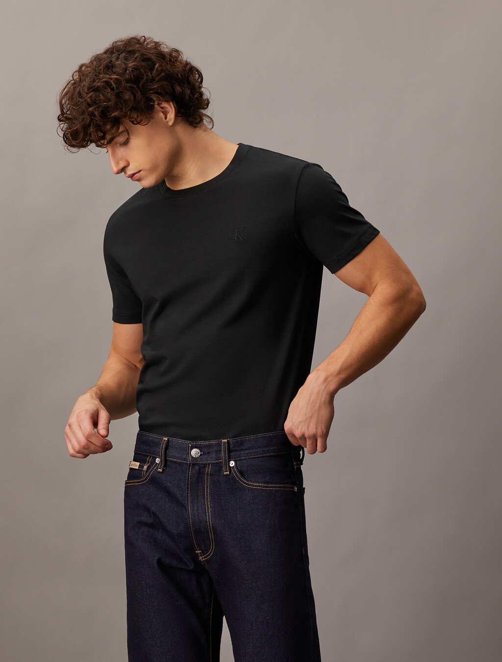 CORE SMOOTH COTTON MONOGRAM TEE, Ck Black, hi-res