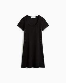 Logo Tape Rib Knit Body Stretch T-Shirt Dress, Ck Black, hi-res