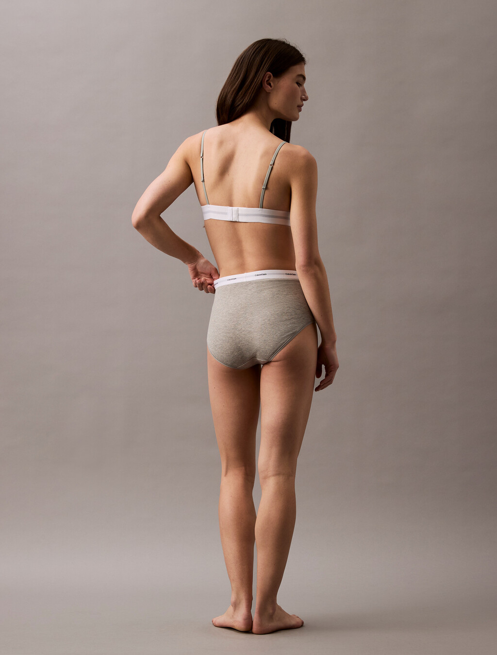 Cotton Stretch Rib Knit High Rise Brief, Grey Heather, hi-res