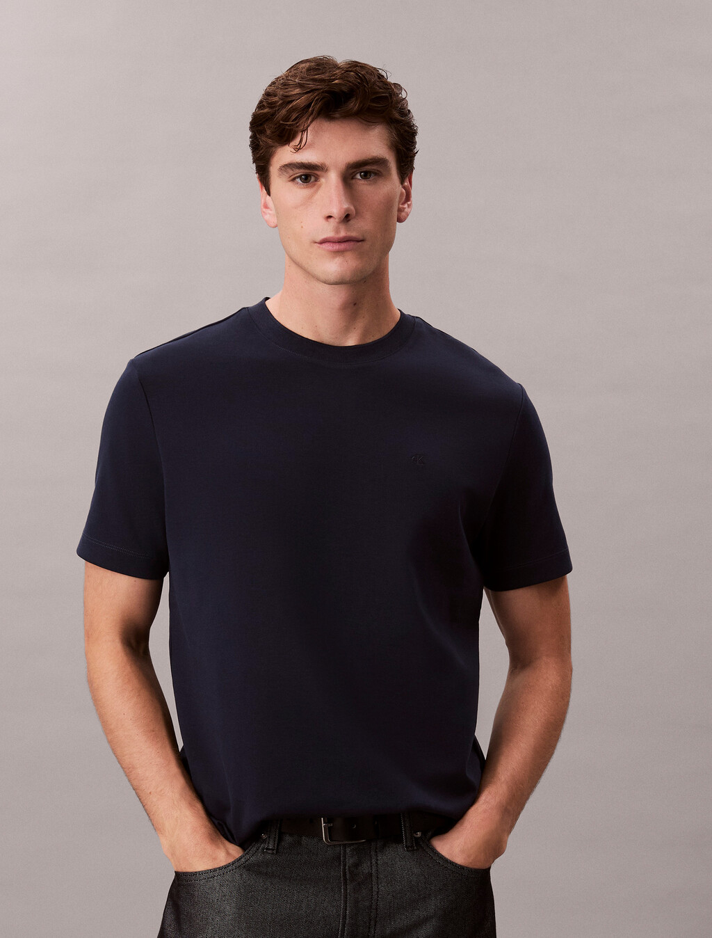 Tonal Monogram Crewneck Tee, Dark Sapphire, hi-res