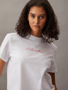 Script Glitter Slim Tee, Brilliant White, hi-res