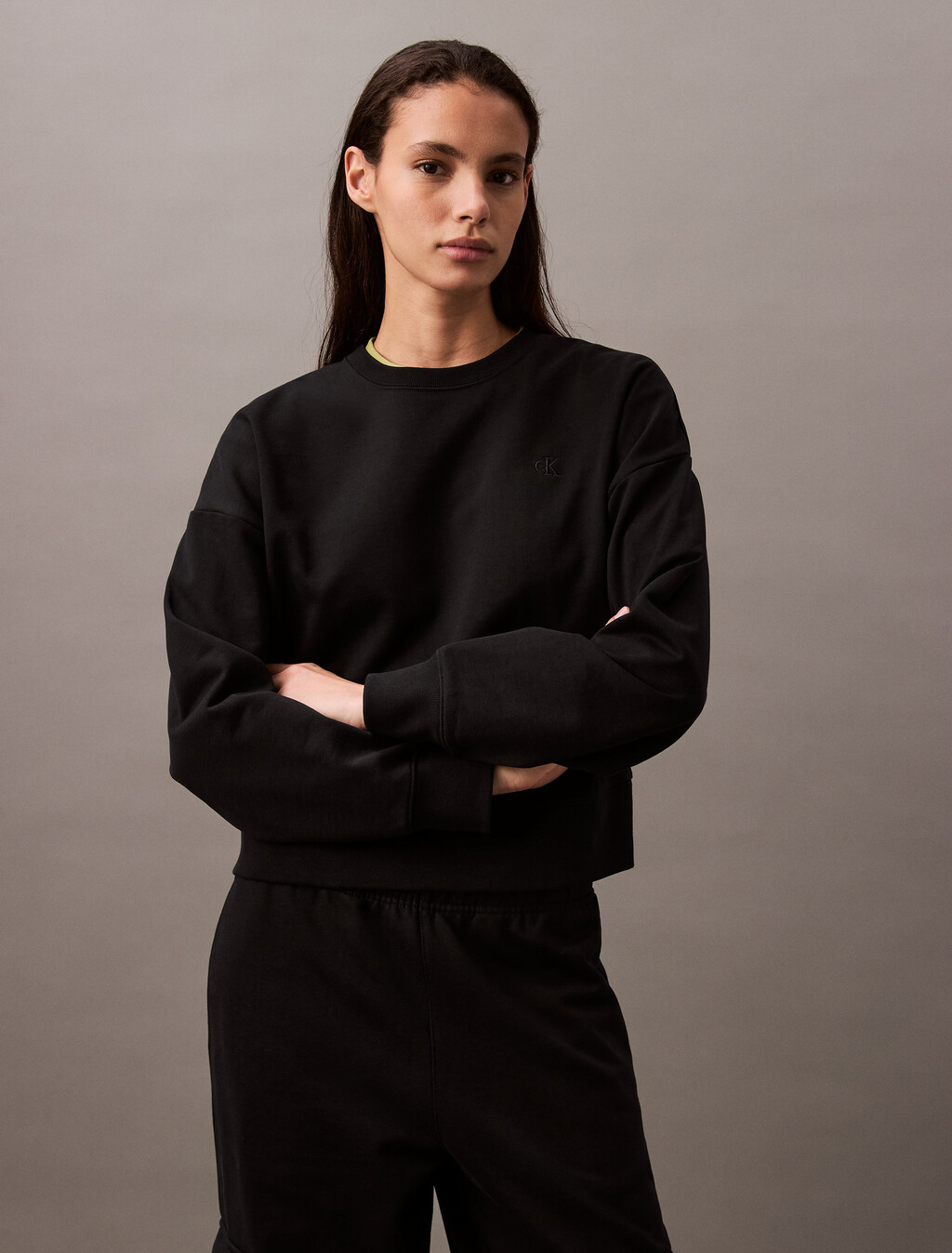 Relaxed Cotton Terry Sweatshirt, Black, hi-res