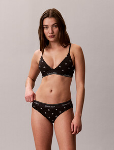 Lightly Lined Triangle Bralette - Icon Cotton Modal, DIAMOND LOGO BLACK, hi-res