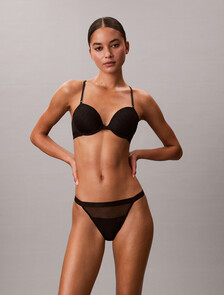 Demi T-shirt Bra - Microfibre Lace, Black, hi-res