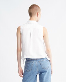 Summer Textures Side Tie Sleeveless Shirt, Bright White, hi-res