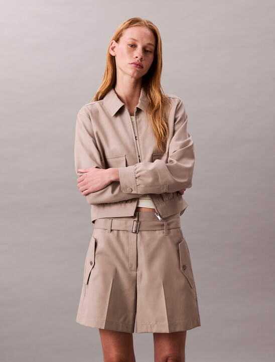Herringbone Utility Belted Short