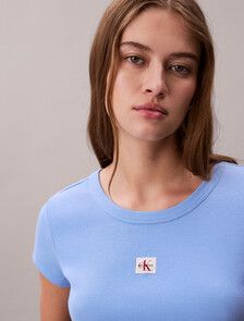 Cotton Stretch Rib Baby Tee, Blue Descent, hi-res