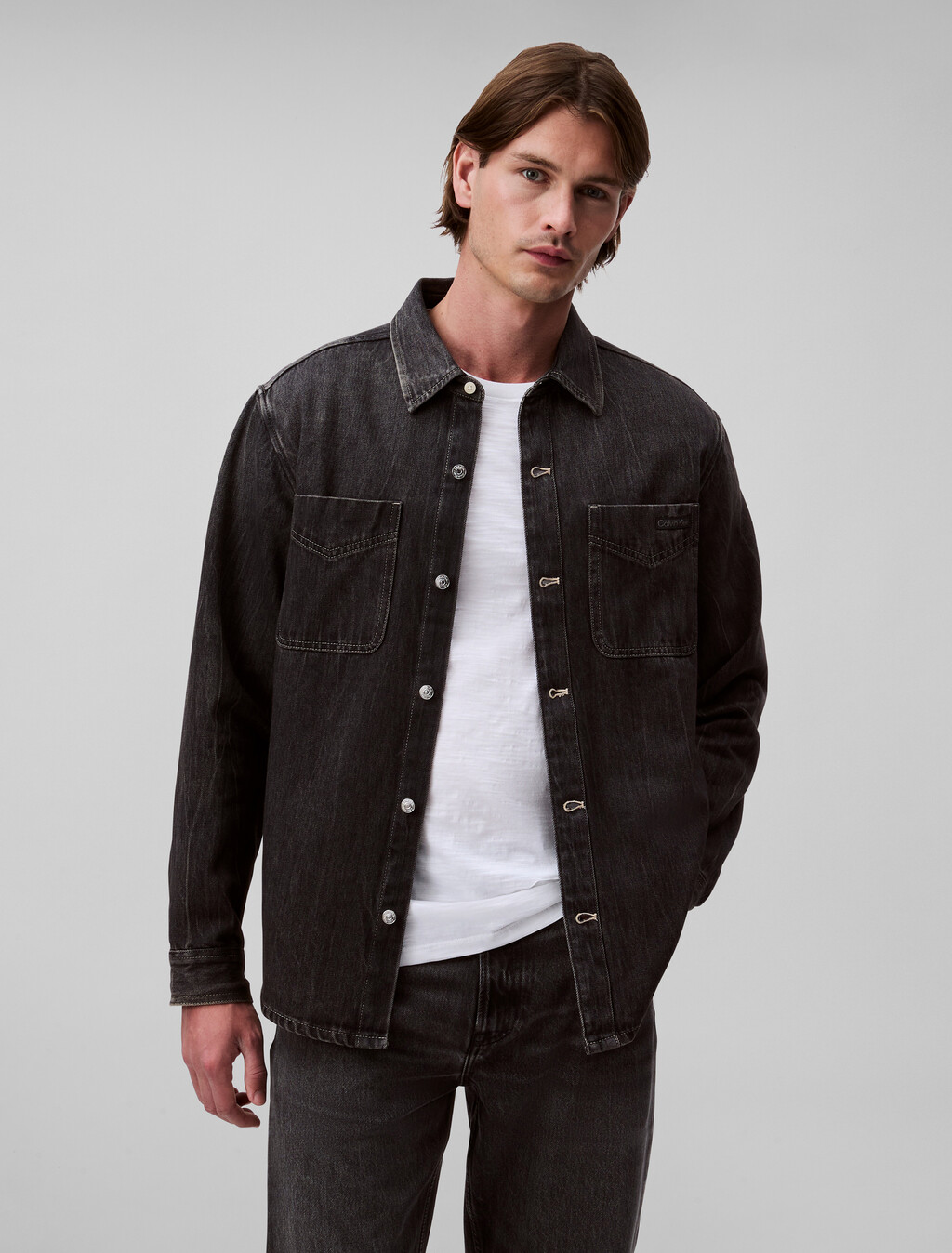 Black Fog Denim Overshirt, BLACK FOG, hi-res