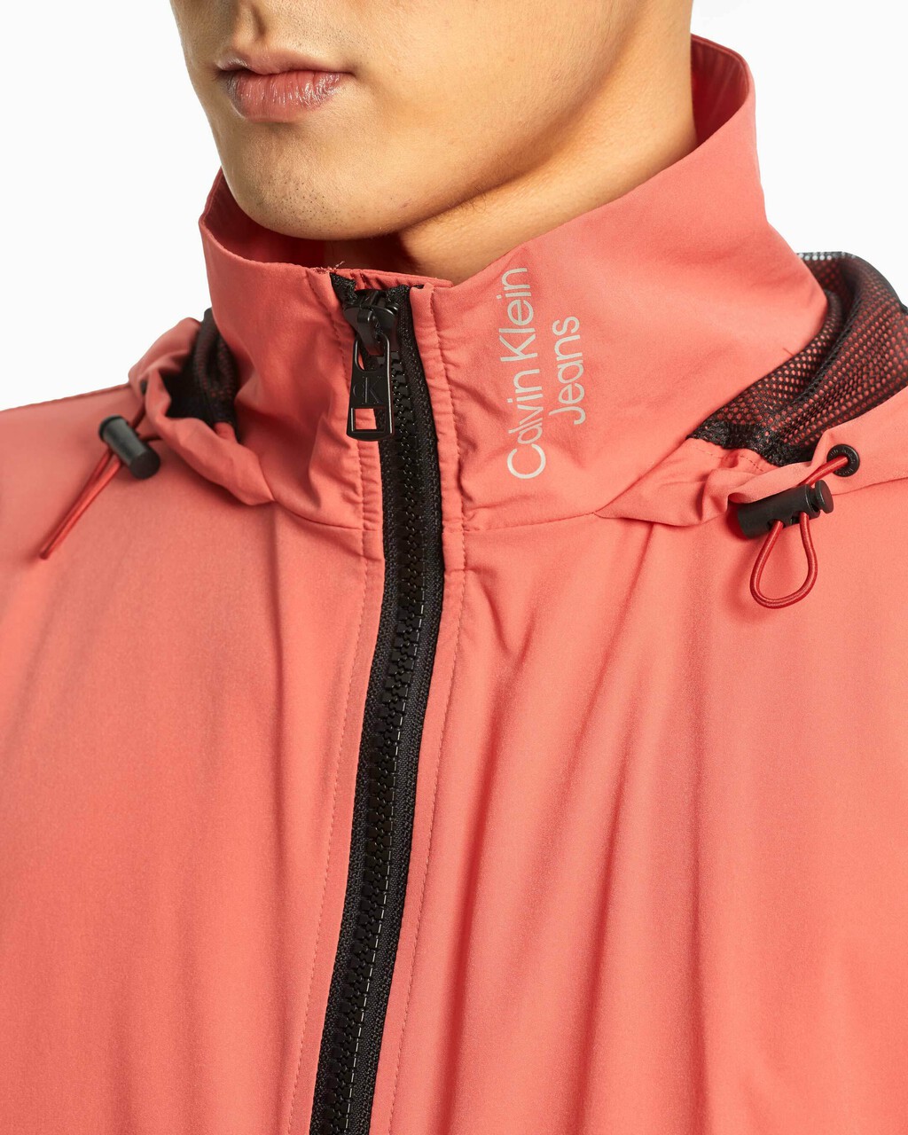 PACKABLE STACKED LOGO WINDBREAKER, Rhubarb Red, hi-res