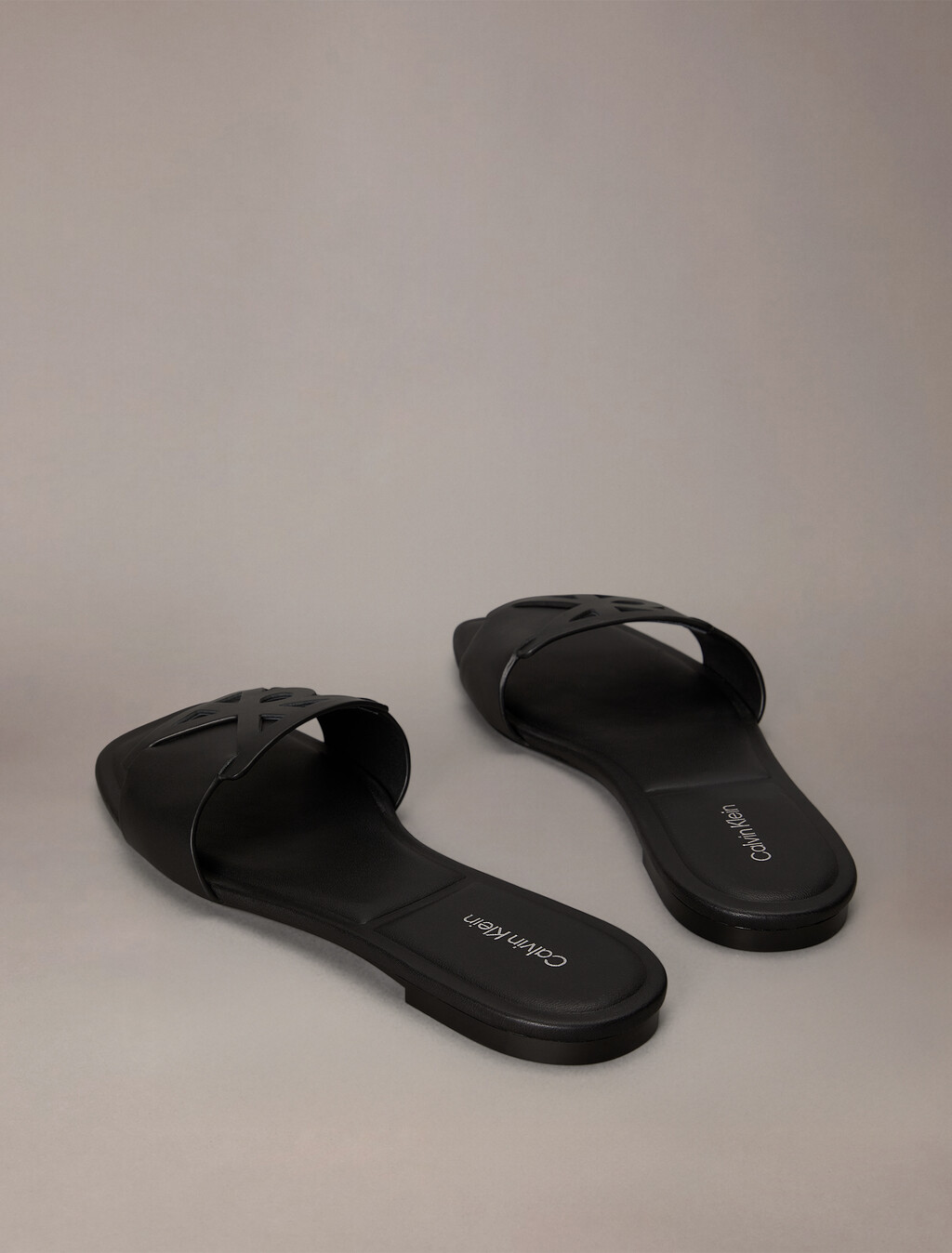 Amira - Leather Square Toe Flat Sandals, Triple Black, hi-res