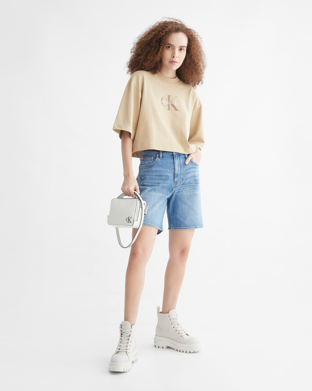 AMPLIFIED HEROES BOXY CROPPED TEE, Travertine, hi-res