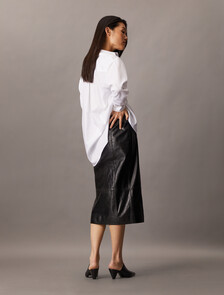 Leather Midi Skirt, Black, hi-res