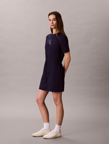 Cooling Tie Waist T-Shirt Dress, Evening Blue, hi-res