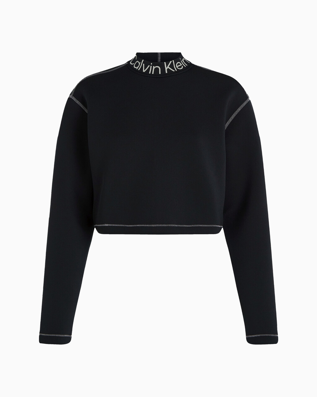 Cropped Mock Neck Logo Top, BLACK BEAUTY, hi-res