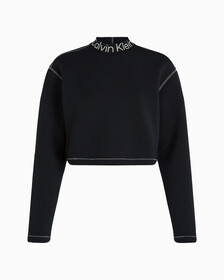 Cropped Mock Neck Logo Top, BLACK BEAUTY, hi-res