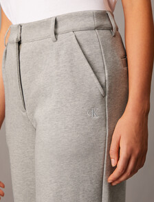 Cotton Terry Wide Leg Pants, Light Grey Heather, hi-res