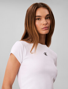 Rib Knit Baby Tee, Brilliant White, hi-res