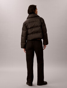 All-Over Logo Down Puffer Jacket, Black CK Emblem Jacquard, hi-res
