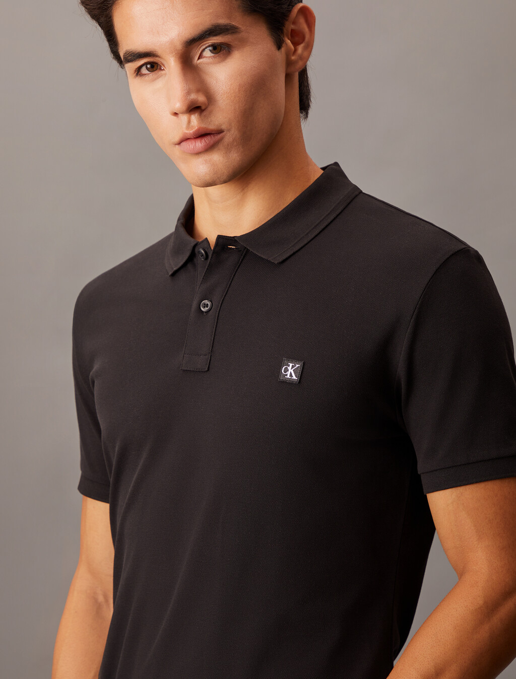 CK Badge Smooth Cotton Slim Polo, Ck Black, hi-res