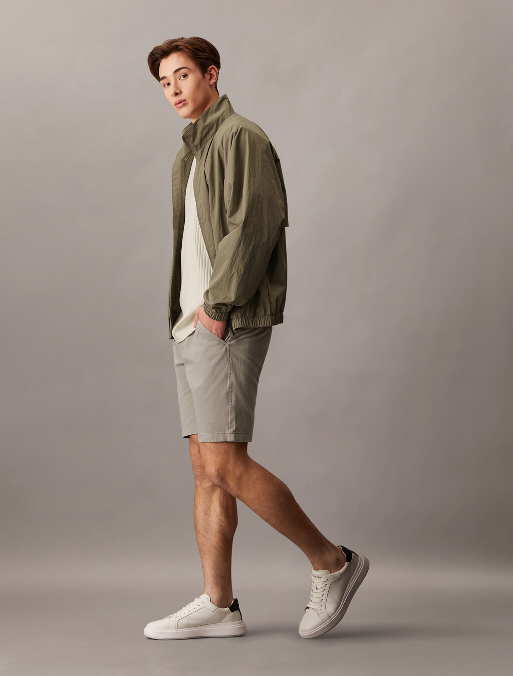 Essential Cotton Lyocell Chino Shorts, Rock Ridge, hi-res