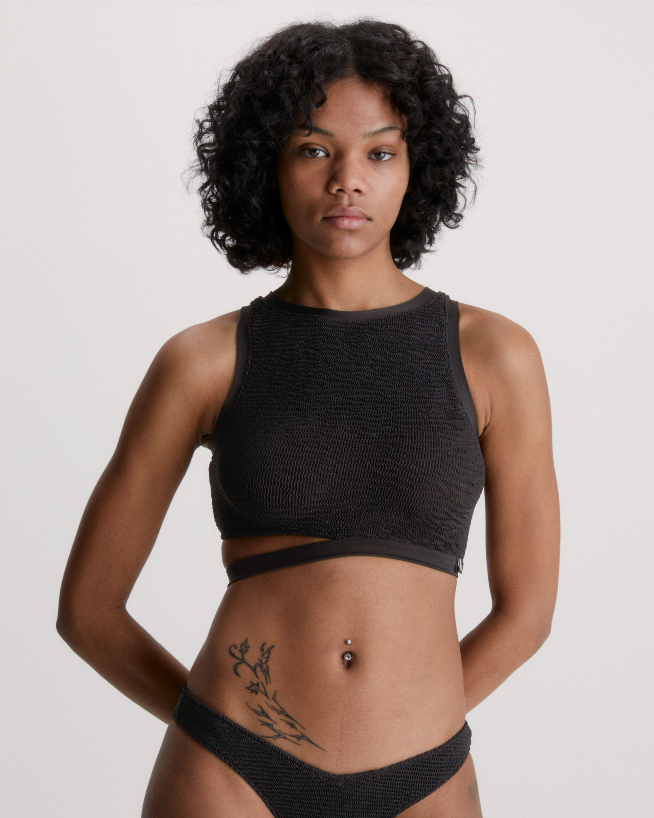 CK Texture Cut Out Tank Bikini Top black Calvin Klein Singapore