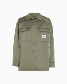 Reversible Satin Shirt Jacket, Dusty Olive, hi-res