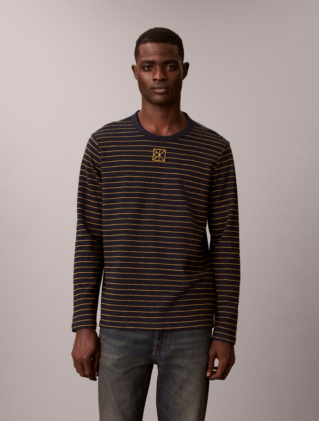 Cotton Crepe Stripe Tee, Dark Sapphire, hi-res