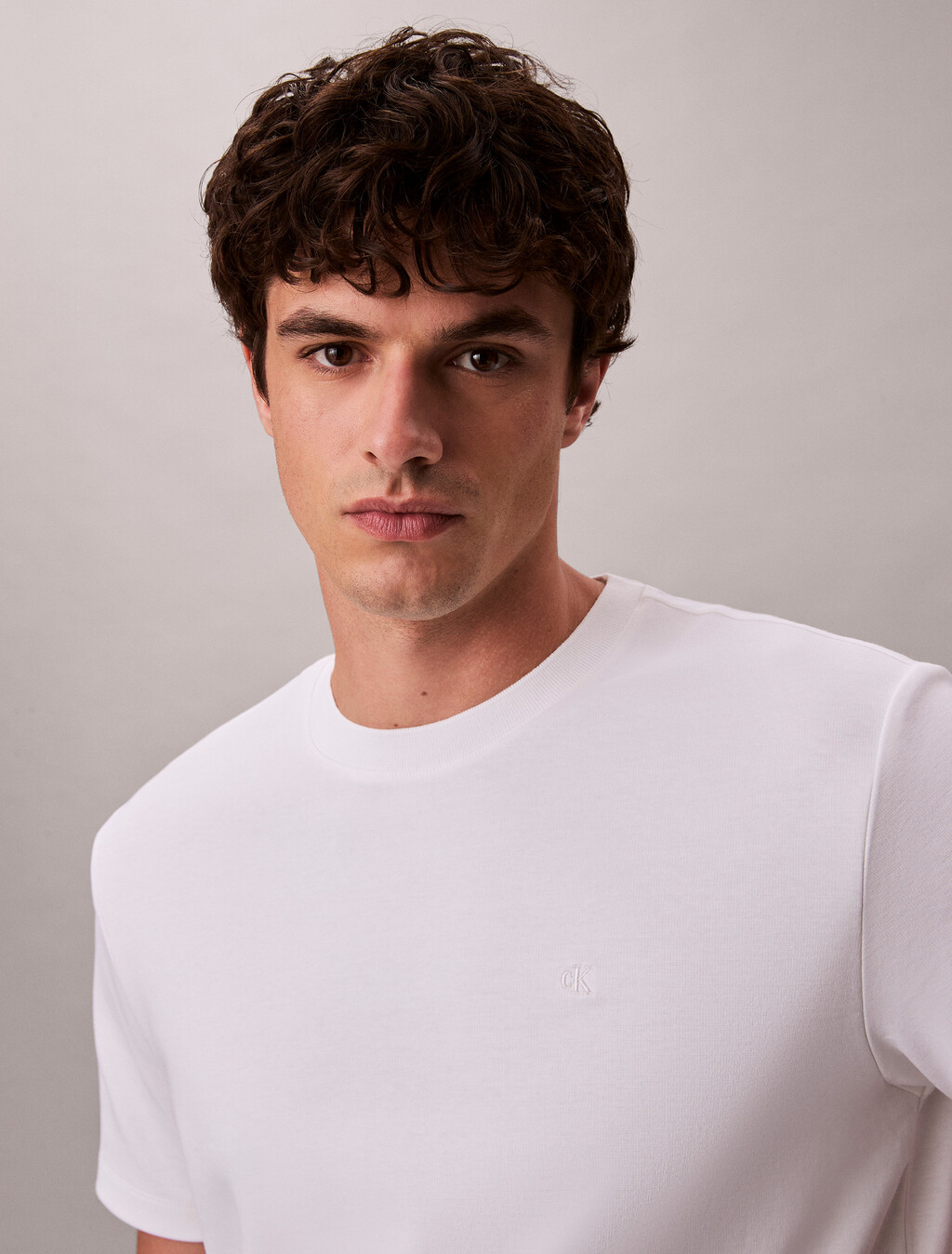 Tonal Monogram Crewneck Tee, Bright White, hi-res