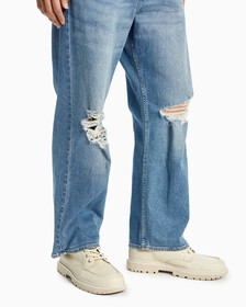 SUSTAINABLE CROPPED WIDE JEANS, Light Blue Dstr Taper Print, hi-res