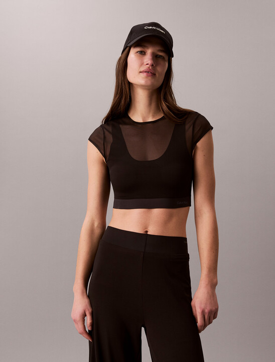 Cropped Performance Mesh Sports Bra Top