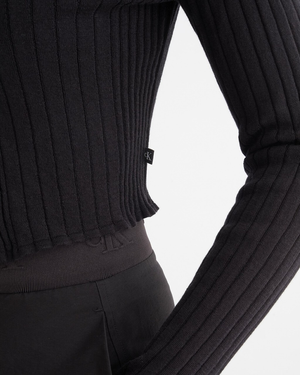 SMOOTH COTTON RIB CARDIGAN, Black, hi-res