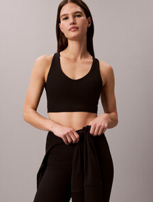 Quick-Dry Longline Racerback Sports Bra, Black, hi-res