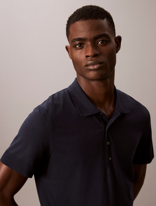 Fine Knit Lyocell Blend Polo Shirt