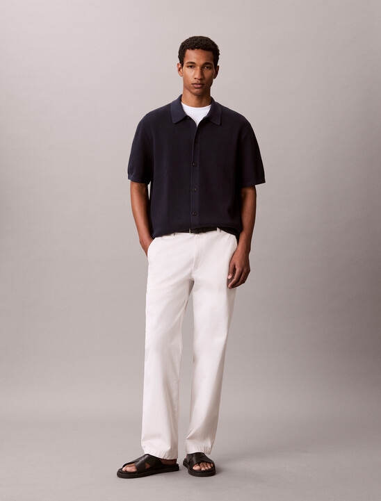 Mesh Stitch Front Button Sweater